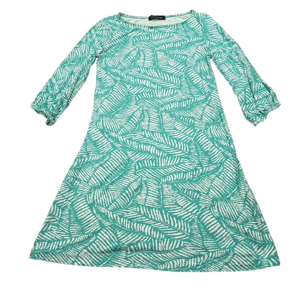 Hourglass Lilly seafoam green white palm frond 3/4 sleeve sundress. Size S.